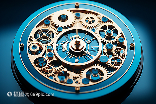 帶有齒輪的藍(lán)色時(shí)鐘